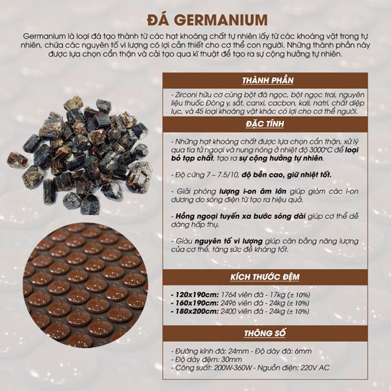 Giá thảm đá nóng Hàn Quốc - Mẫu đã Germanium tự nhiên