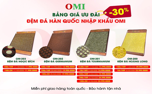 Bảng giá thảm đá nóng Hàn Quốc OMI Việt Nam 