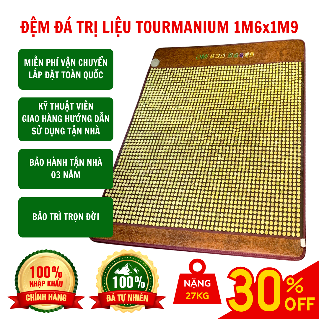 Thảm Đá Nóng Tourmanium Vàng Cao Cấp 1m6x1m9